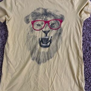 Yellow T-Shirt with Lion and Red Glasses Youth M (8-10)